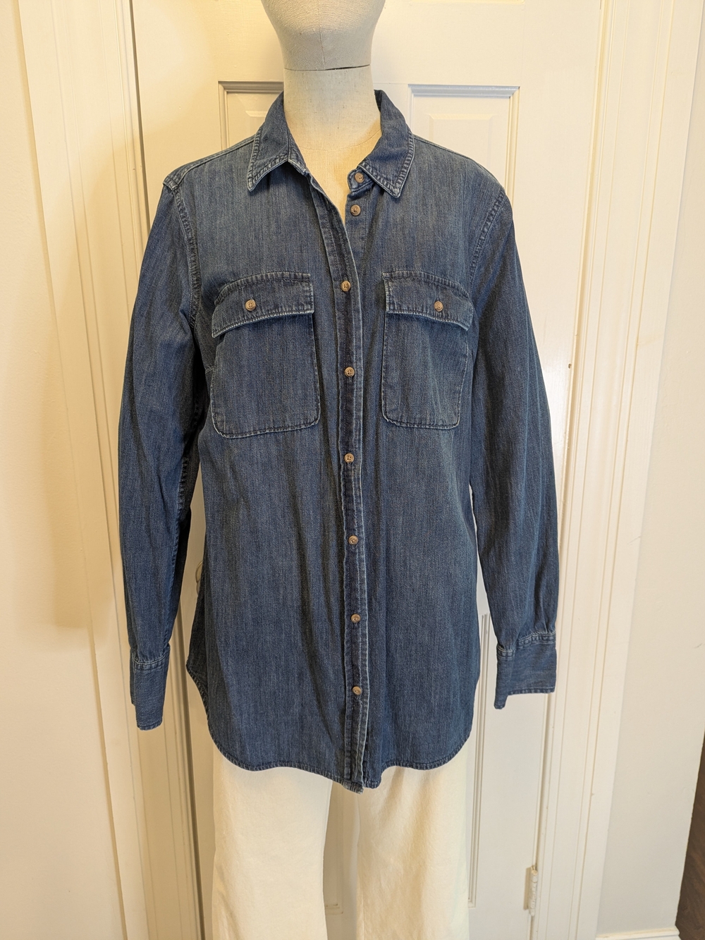 Merona Dark Blue Chambray Denim Button-Down Shirt